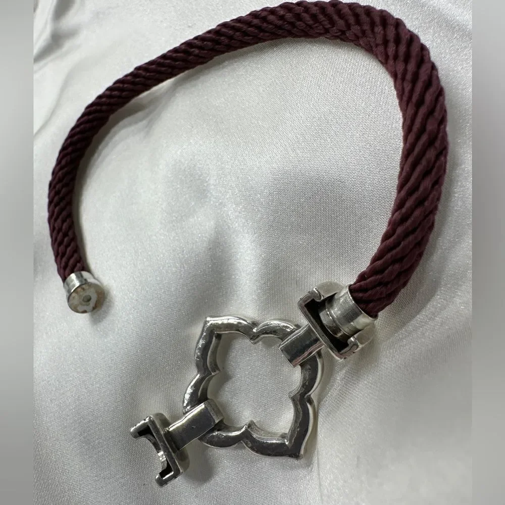 Brighton Burgundy Rope Bracelet with Silver-Tone Clasp & Crystal Accents